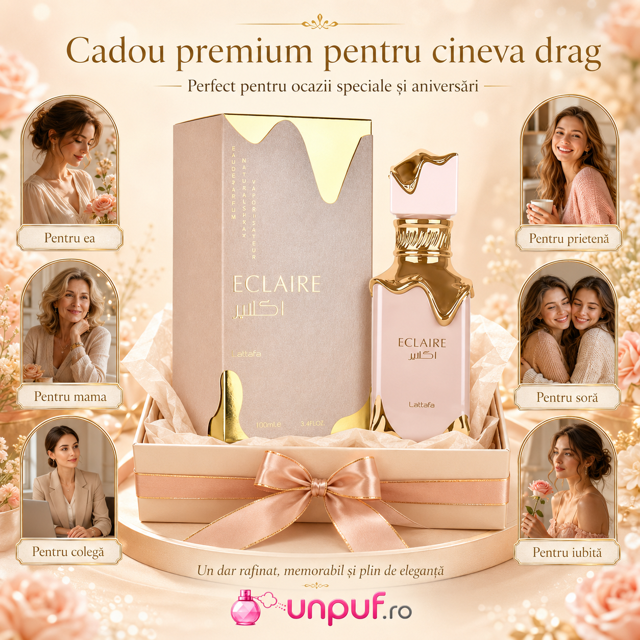 Parfum Eclaire Lattafa cadou premium pentru femei iubită mamă soră prietenă sau colegă