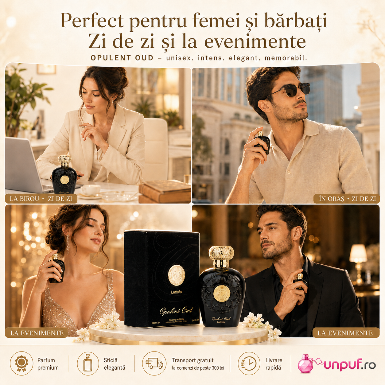 Parfum Opulent Oud Lattafa zi de zi pentru damă și bărbat