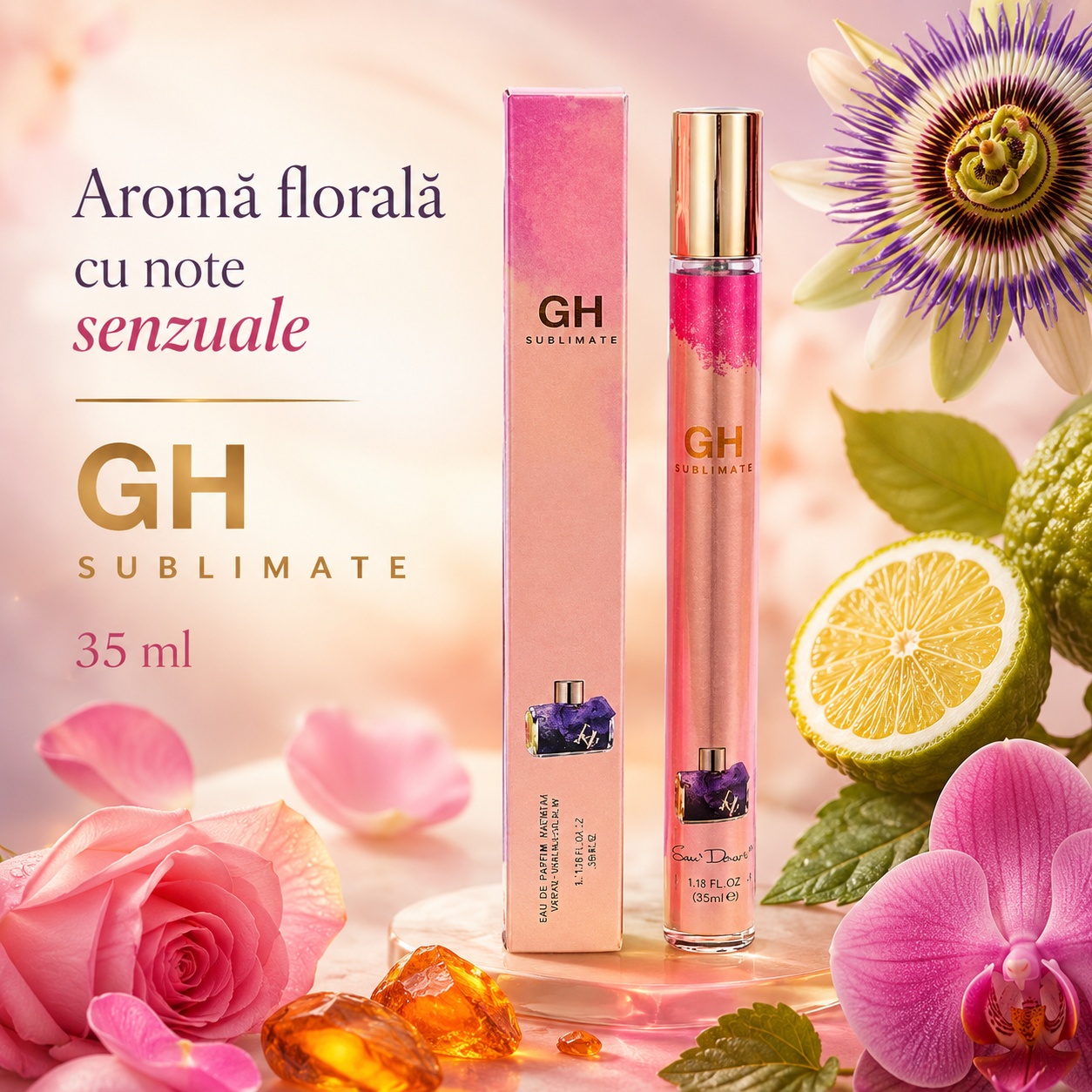 GH Sublimate 35 ml aromă florală cu note senzuale de trandafir orhidee paciuli ambră și piele