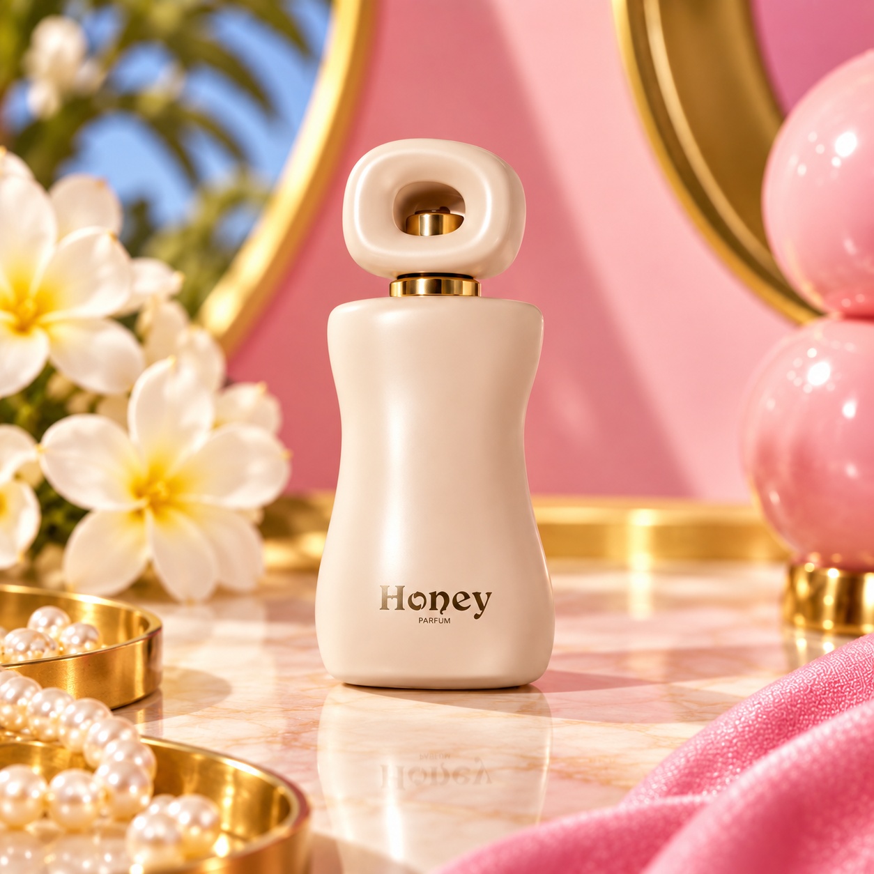 Flacon Honey Suger Retro Aro-Fac parfum damă 100 ml cu design crem și capac rotunjit elegant