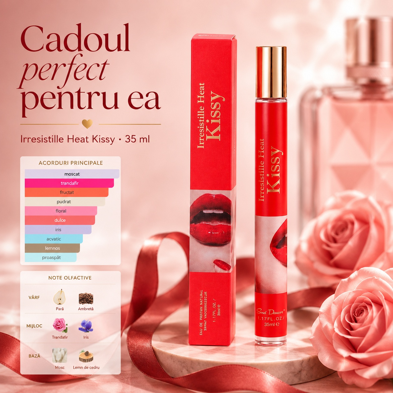 Irresistille Heat Kissy 35 ml cadoul perfect pentru ea, parfum feminin cu note florale și fructate