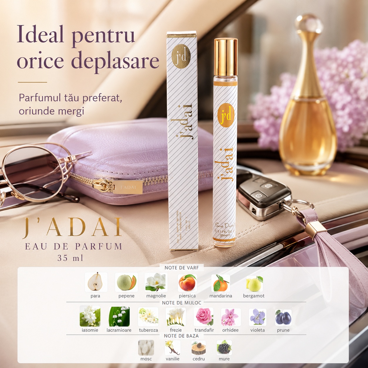 J'Adai 35 ml ideal pentru orice deplasare parfum pentru geantă mașină și vacanțe