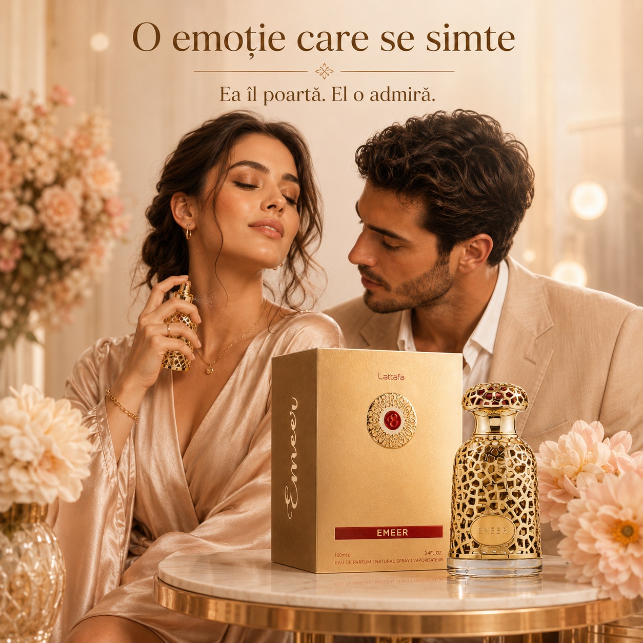 Lattafa Emeer parfum unisex romantic o emoție care se simte ea &icirc;l poartă el o admiră