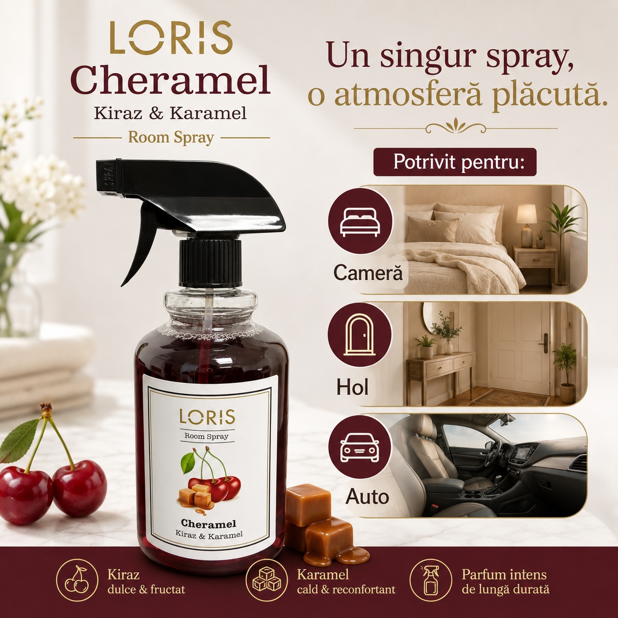 Loris Cheramel odorizant de cameră hol baie auto 500 ml aromă persistentă