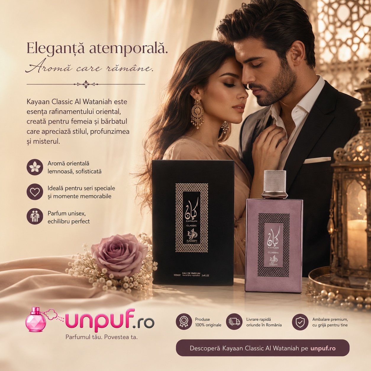 Kayaan Classic Al Wataniah, parfum unisex elegant, oriental, lemnos și sofisticat pentru femei și bărbați