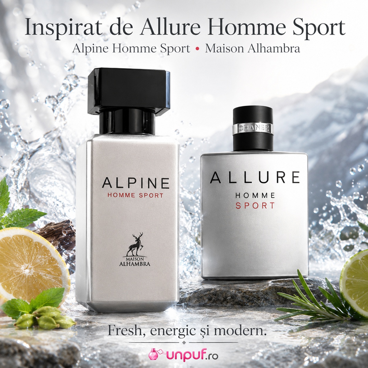 Parfum Alhambra Alpine Homme Sport inspirat de Allure Homme Sport, fresh, energic și modern