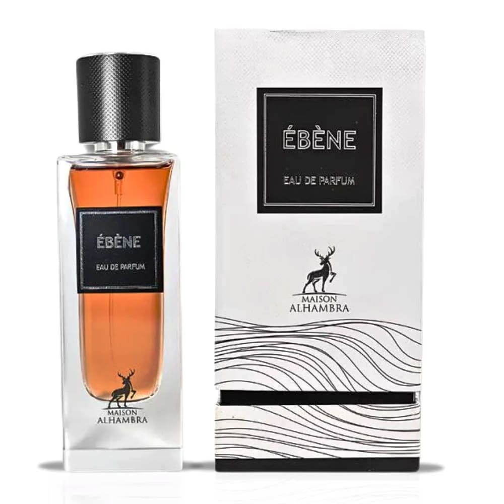 Parfum Alhambra &Eacute;b&egrave;ne Maison Alhambra 90 ml sticlă și cutie pe fundal alb