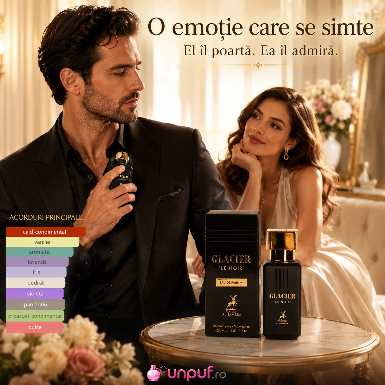 Alhambra Glacier Le Noir parfum bărbați oriental ambrat pentru momente speciale