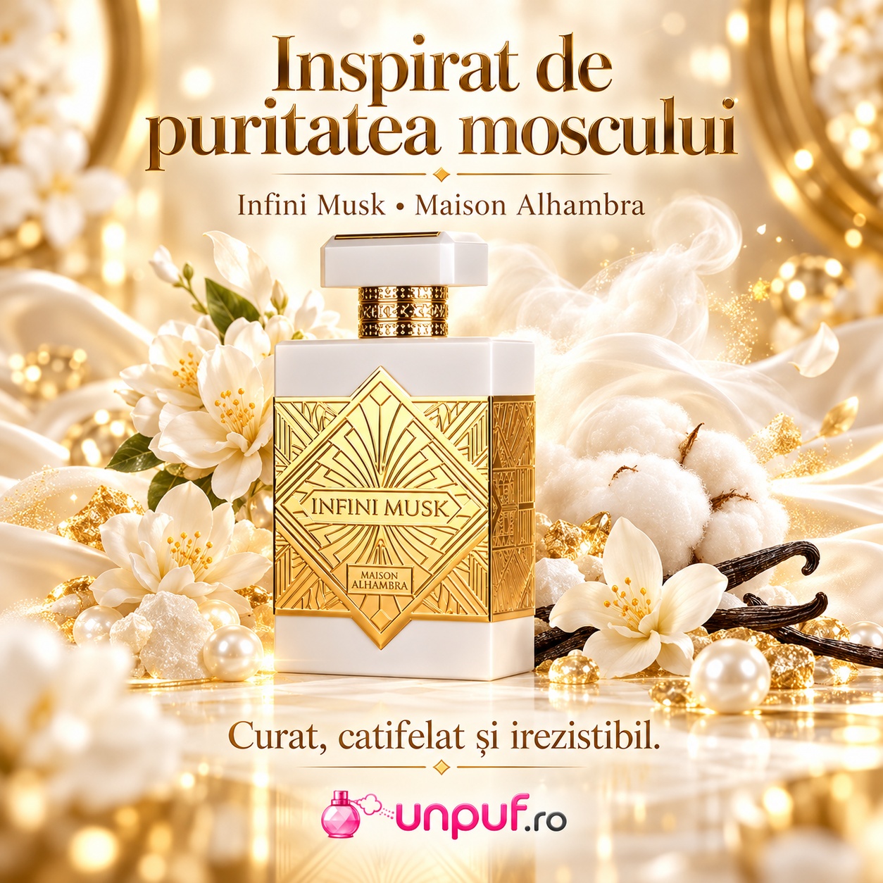 Alhambra Infini Musk inspirat de puritatea moscului parfum curat catifelat și rafinat