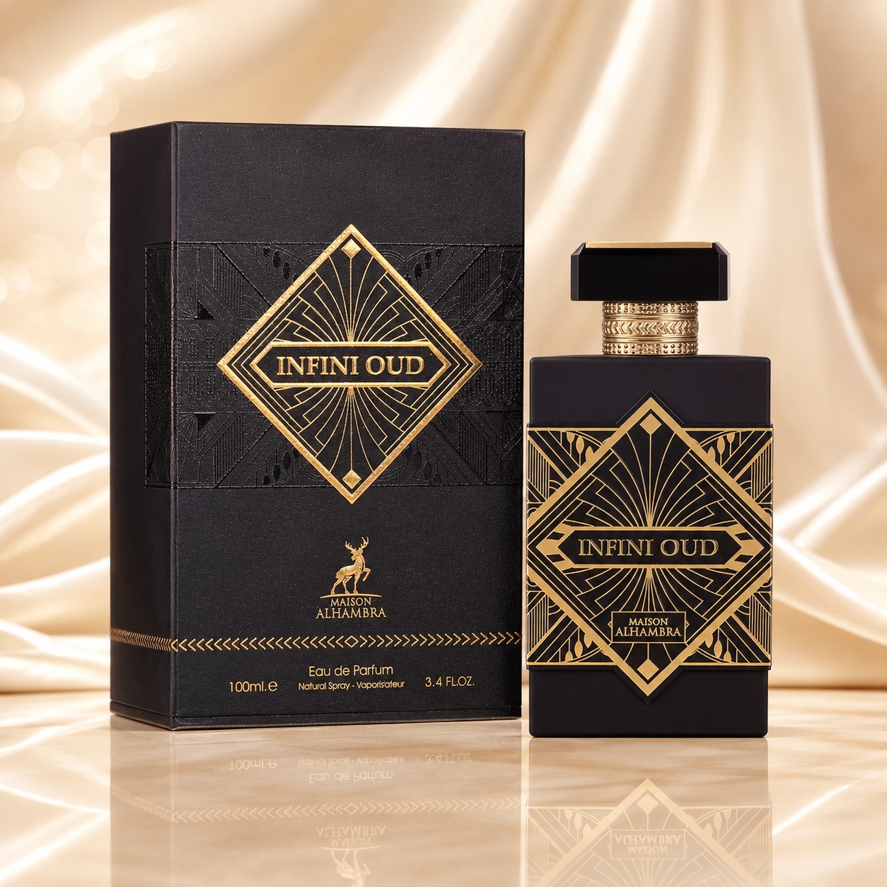 Parfum Arăbesc Alhambra Infini Oud Maison Alhambra 100 ml cu sticlă neagră și cutie premium