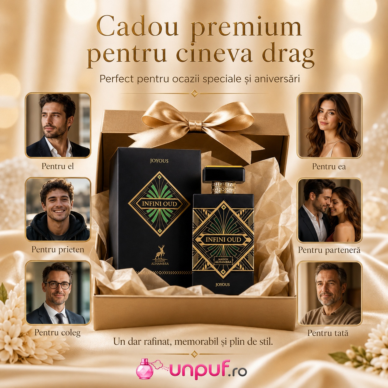 Cadou premium Alhambra Infini Oud Joyous pentru ea, pentru el, pentru prieten, coleg, tată sau parteneră