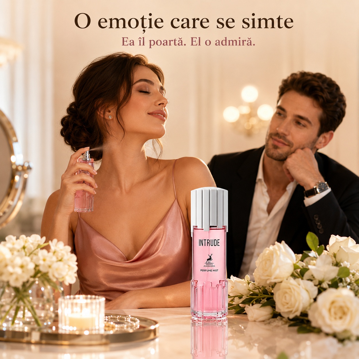 Alhambra Intrude Body Mist, spray parfumat feminin pentru întâlniri și momente romantice