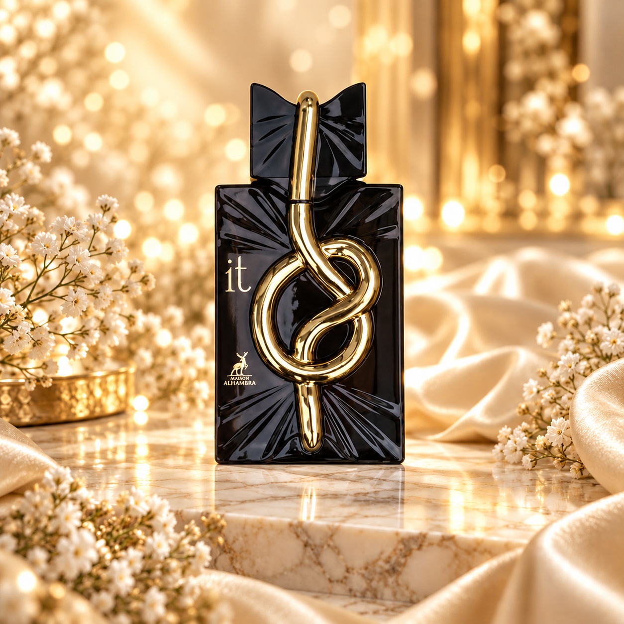 Flacon parfum Alhambra IT 100 ml unisex negru cu detalii aurii