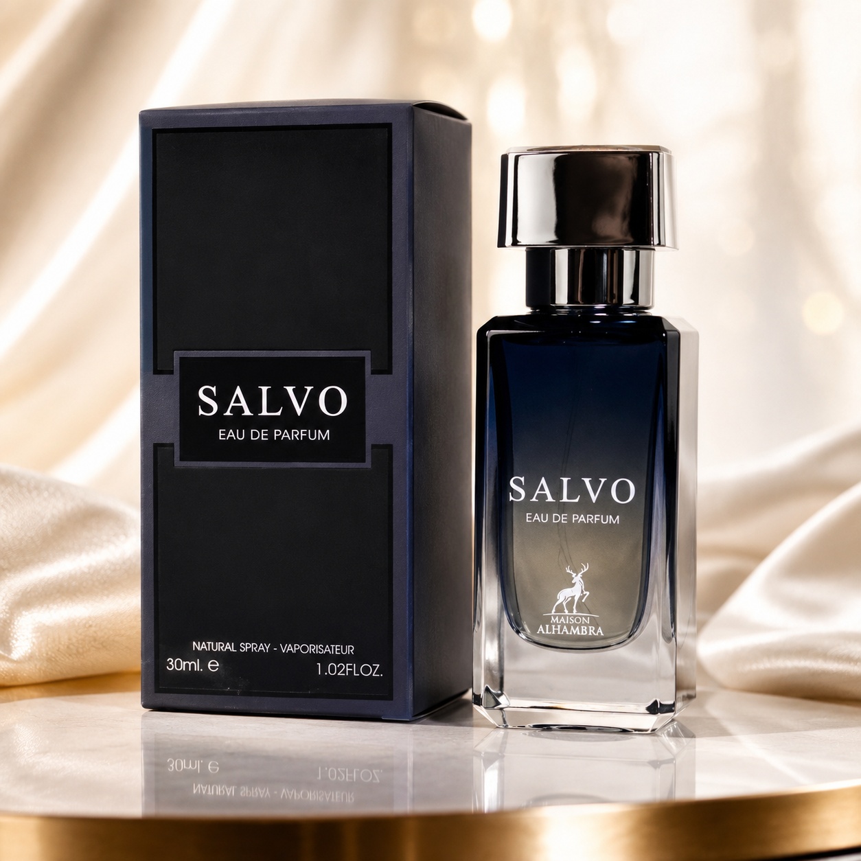Parfum Arăbesc Alhambra Salvo 30 ml Maison Alhambra cu sticlă albastru &icirc;nchis și cutie elegantă