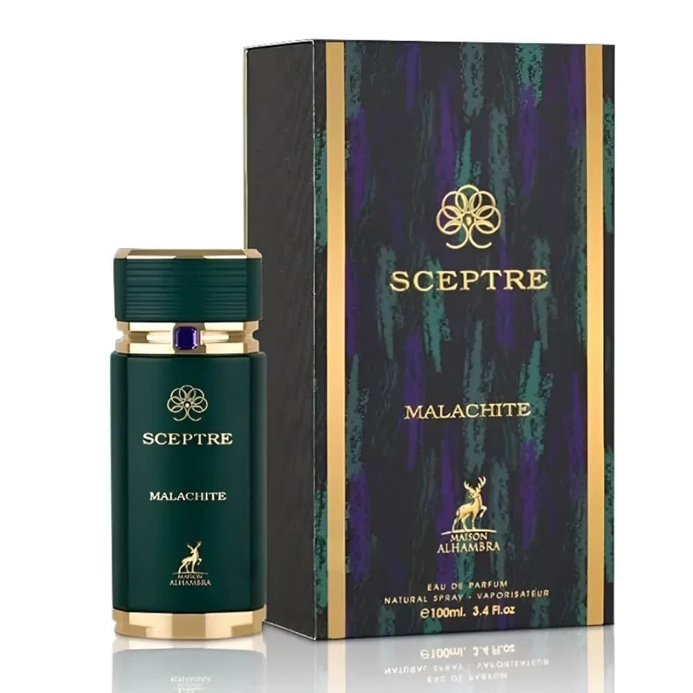 Produs real Alhambra Sceptre Malachite 100 ml cu sticlă verde și cutie Maison Alhambra