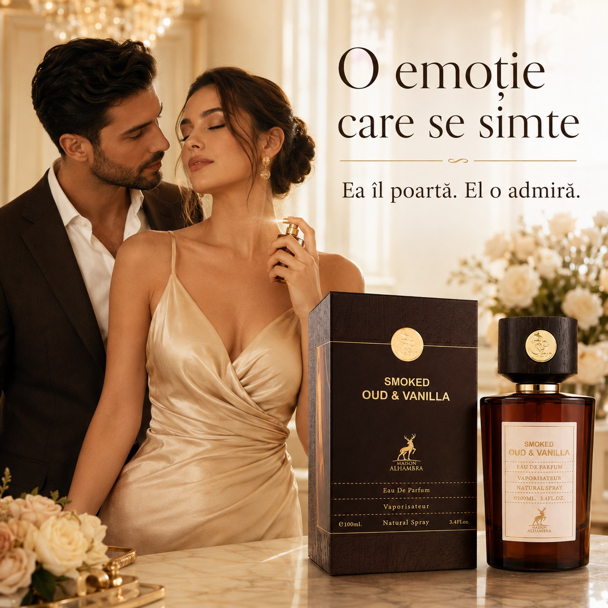 Alhambra Smoked Oud & Vanilla parfum unisex oriental vanilat pentru momente romantice