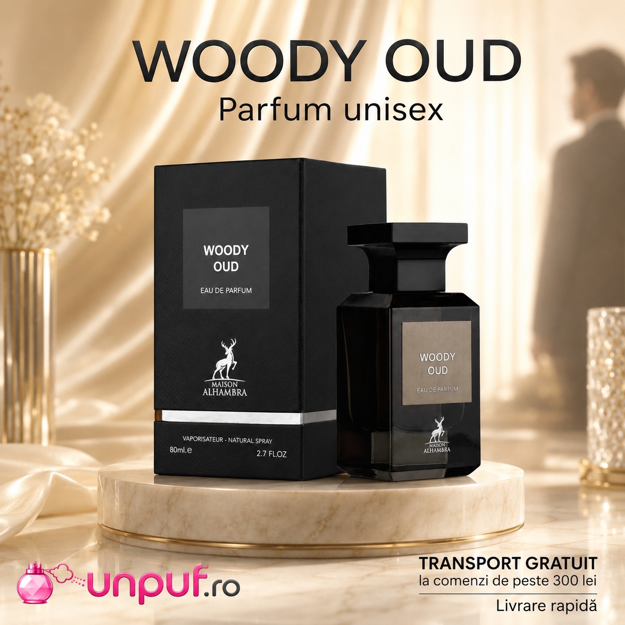 Alhambra Woody Oud cadou premium unisex pentru iubitorii de parfumuri cu oud