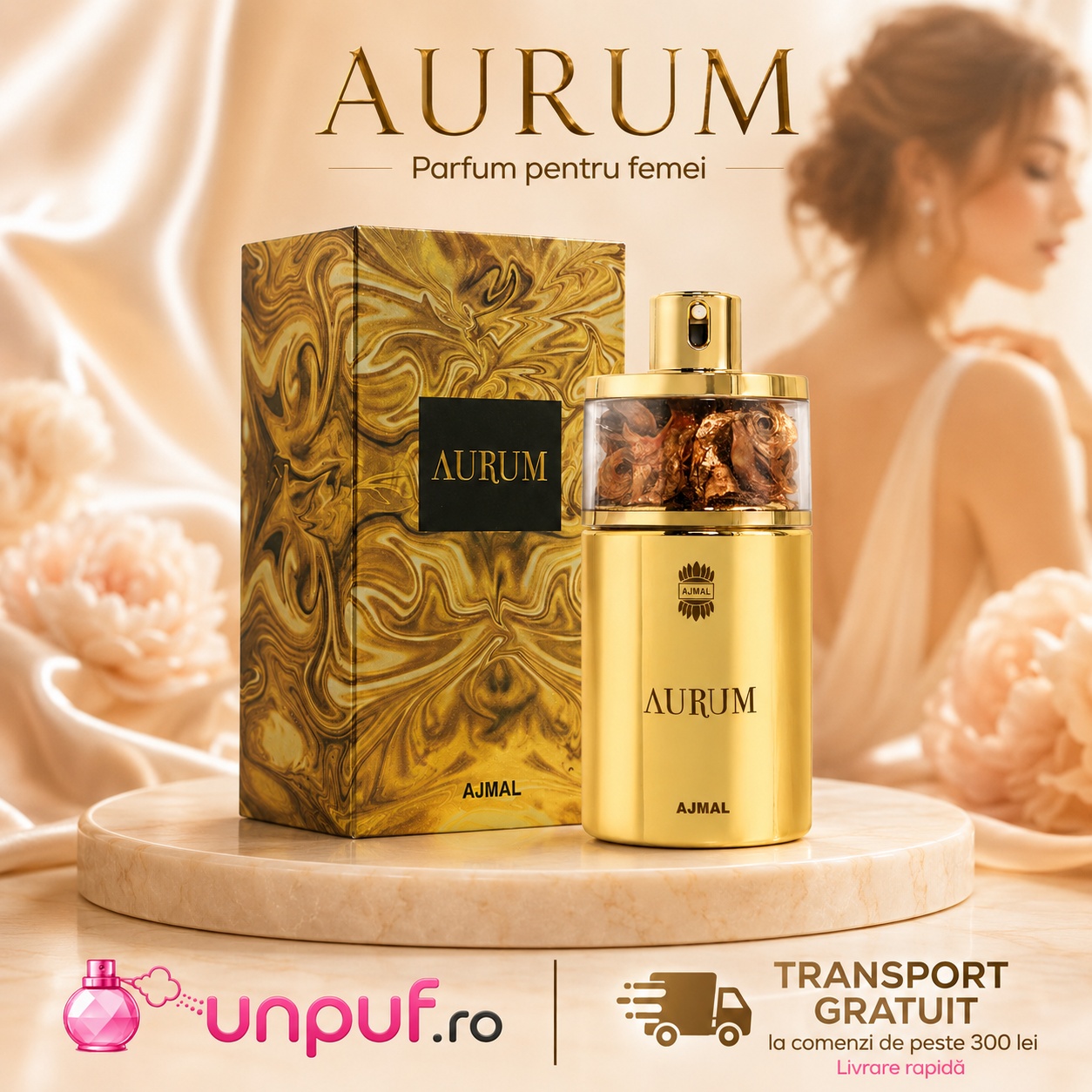 Ajmal Aurum 75 ml parfum arabesc pentru damă disponibil pe unpuf.ro cu transport gratuit peste 300 lei