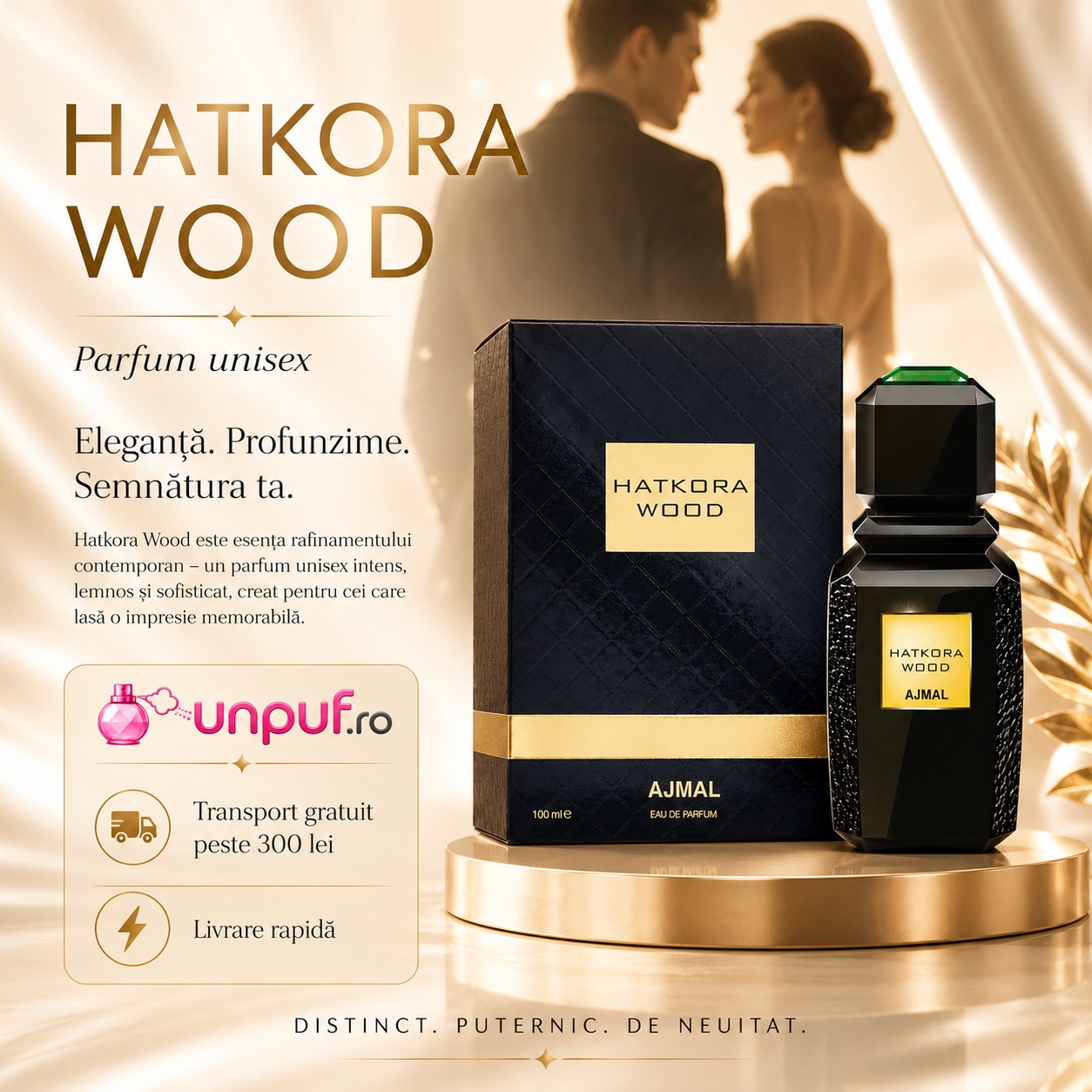 Ajmal Hatkora Wood parfum premium disponibil pe unpuf.ro cu transport gratuit peste 300 lei