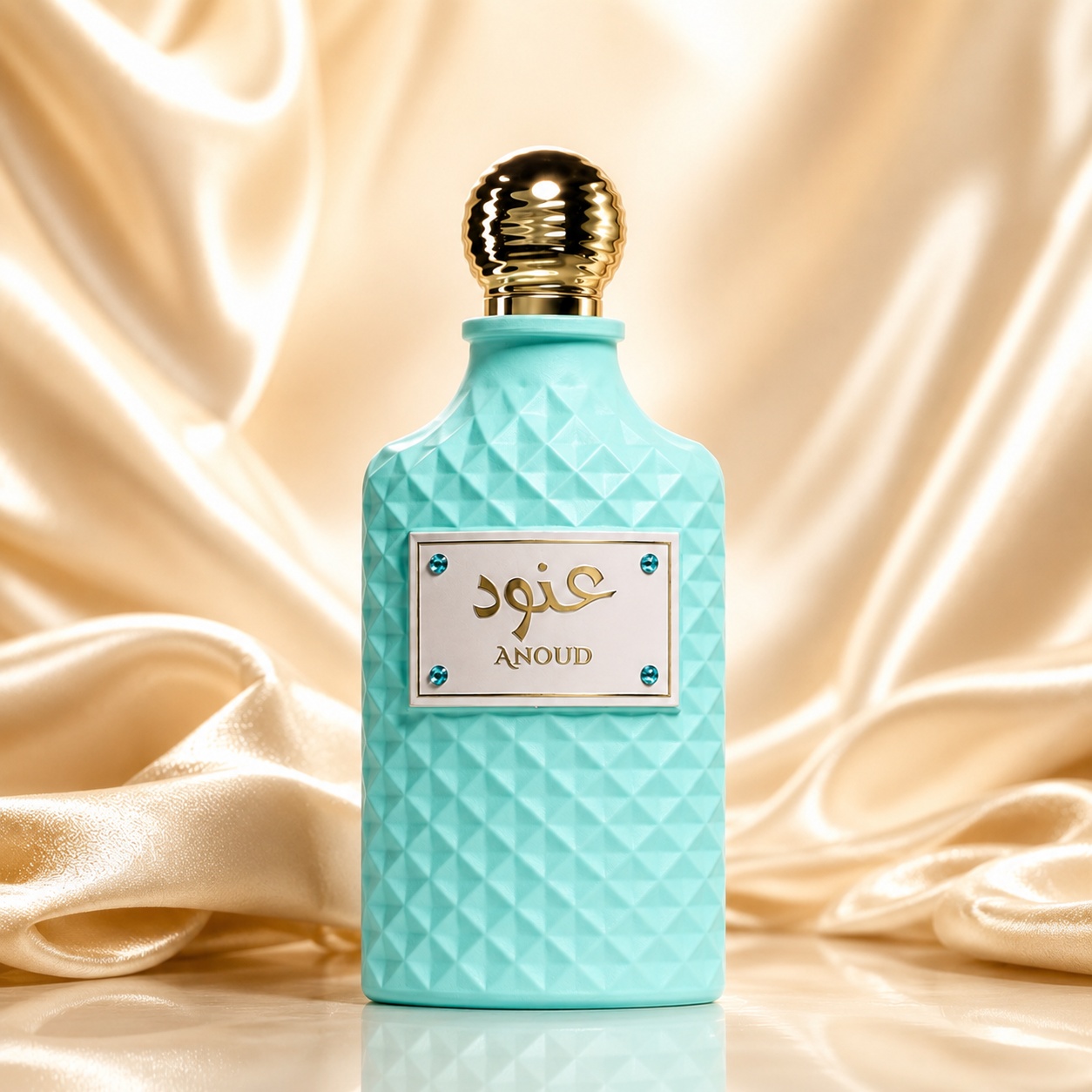 Flacon Anoud Ard Al Zaafaran 100 ml parfum arăbesc turcoaz cu capac auriu elegant