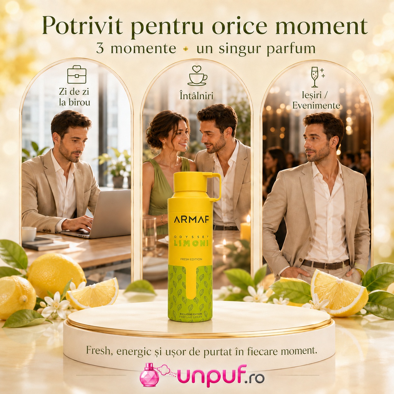 Deodorant Odyssey Limoni Fresh Edition potrivit pentru zi de zi, întâlniri și evenimente