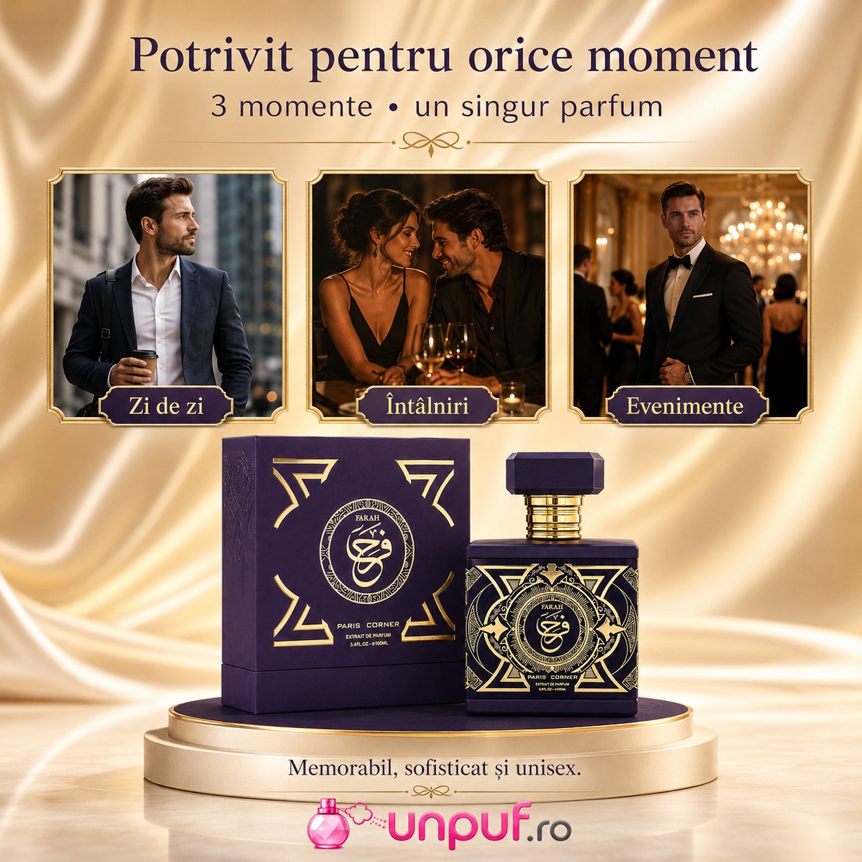 Farah Paris Corner potrivit pentru orice moment, zi de zi, &icirc;nt&acirc;lniri și evenimente, memorabil sofisticat și unisex