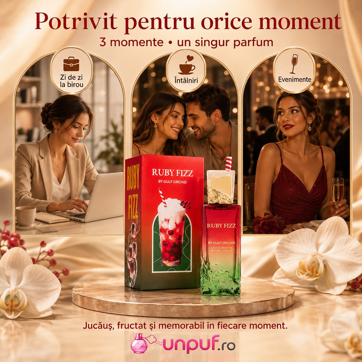 Parfum Gulf Orchid Ruby Fizz potrivit pentru zi de zi, întâlniri și evenimente speciale