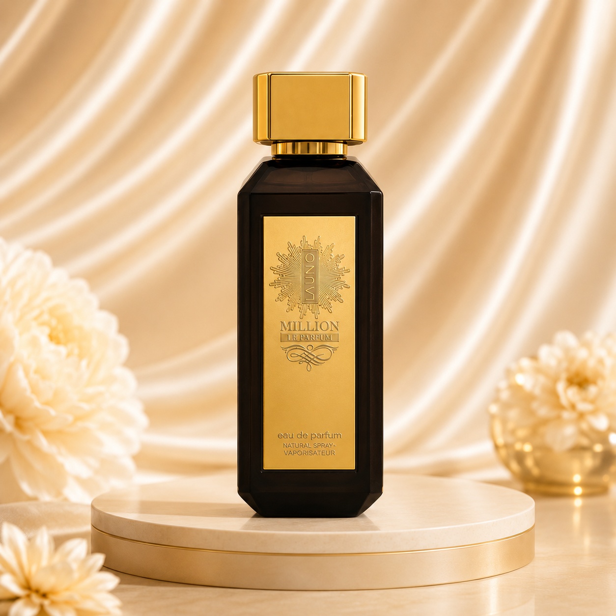 La Uno Million Le Parfum Fragrance World, parfum bărbătesc cu design premium negru și auriu