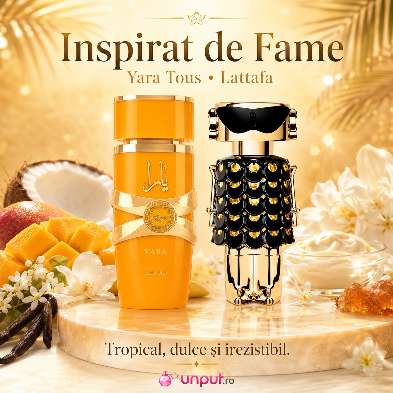 Lattafa Yara Tous inspirat din Fame, parfum tropical dulce și irezistibil
