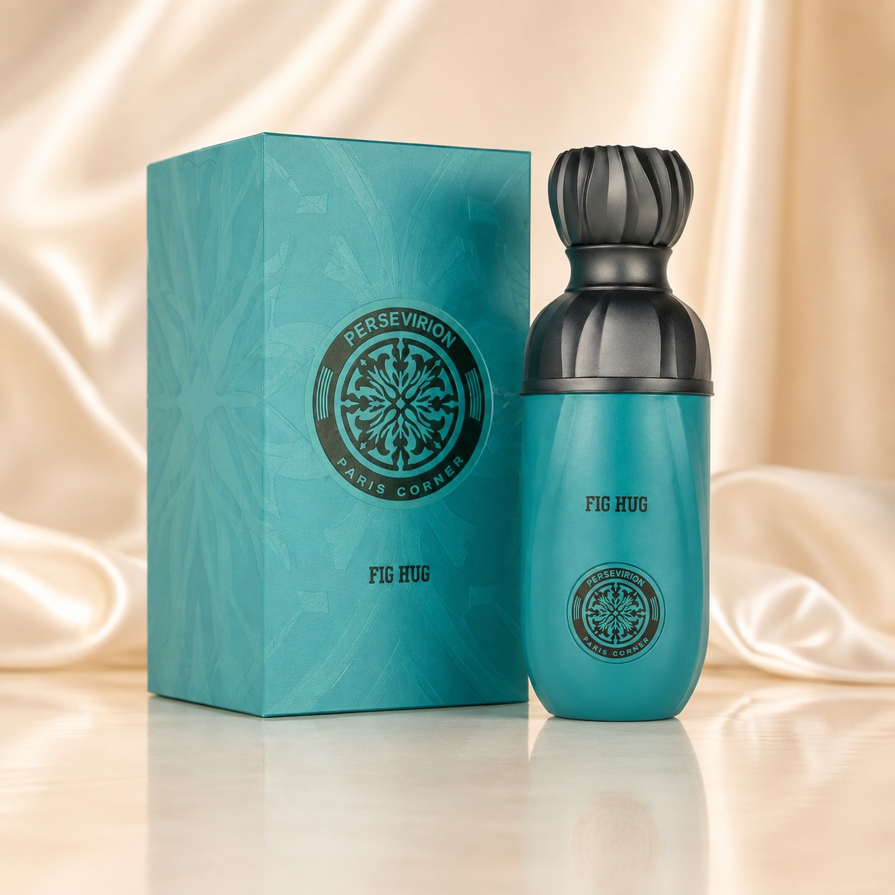 Parfum Arăbesc Paris Corner Perseviron Fig Hug Eau de Parfum 100ml unisex, sticlă turcoaz și cutie elegantă
