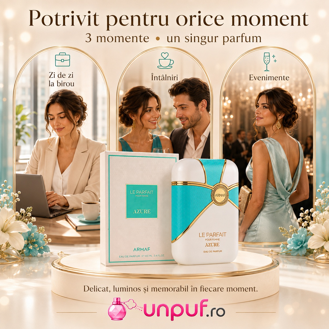 Armaf Le Parfait Azure potrivit pentru zi de zi, birou, &icirc;nt&acirc;lniri și evenimente