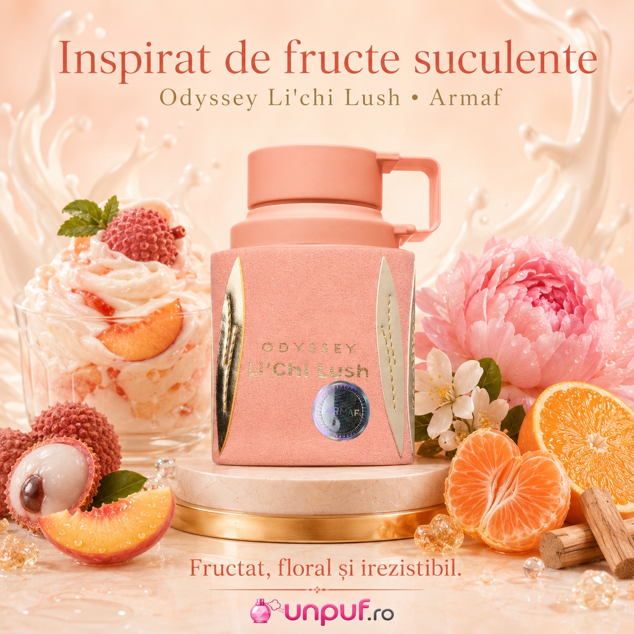 Armaf Odyssey Lichi Lush inspirat de fructe suculente, parfum fructat floral și irezistibil