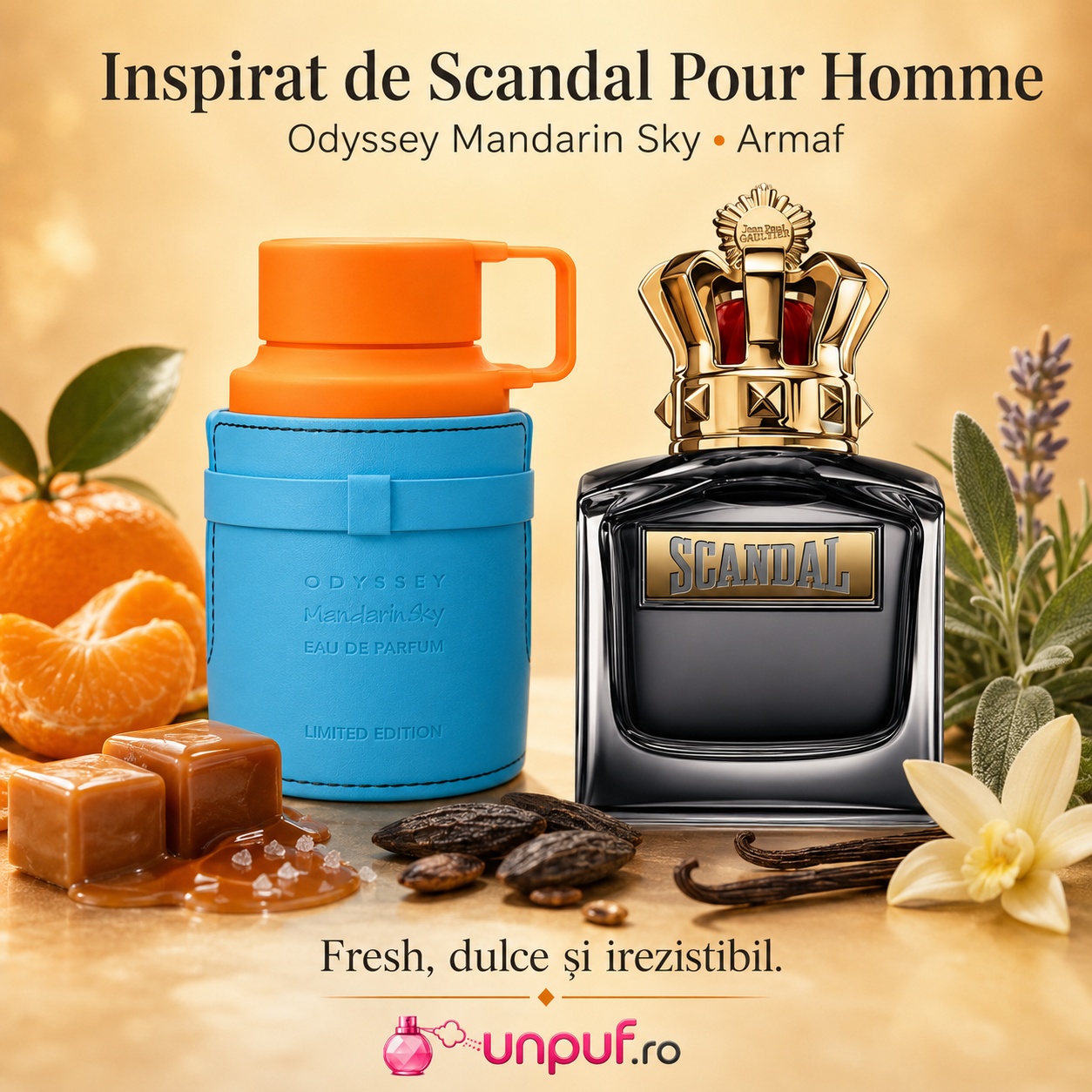 Armaf Odyssey Mandarin Sky inspirat de Scandal Pour Homme, parfum fresh, dulce și irezistibil