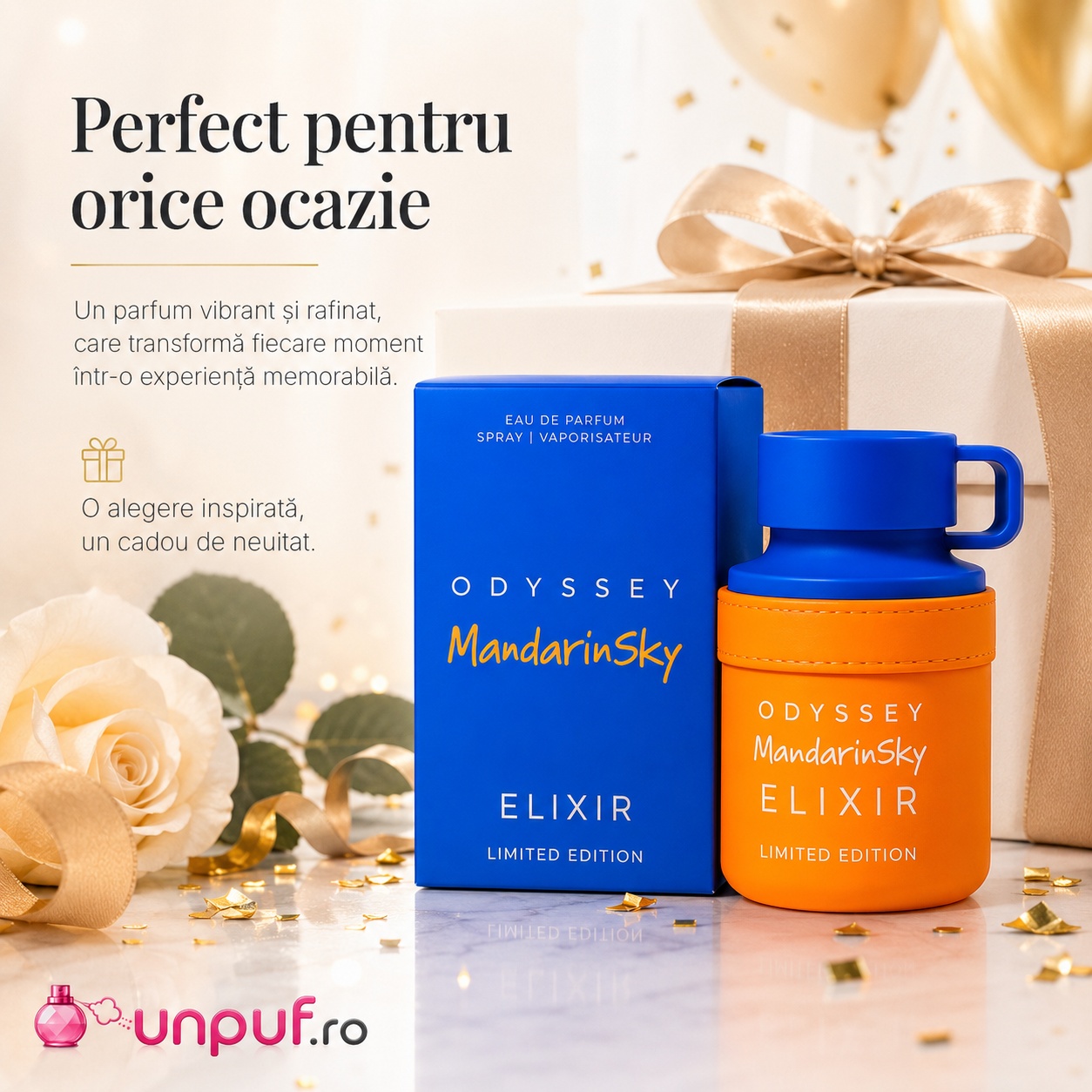 Ce primești &icirc;n colet Armaf Odyssey Mandarin Sky Elixir 100 ml parfum original cutie premium și ambalare atentă