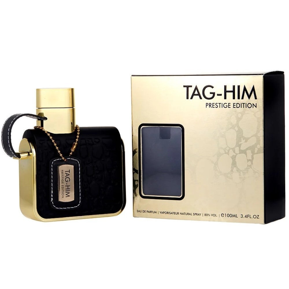 Cutie originală Armaf Tag Him Prestige Edition 100 ml și flacon negru cu detalii aurii