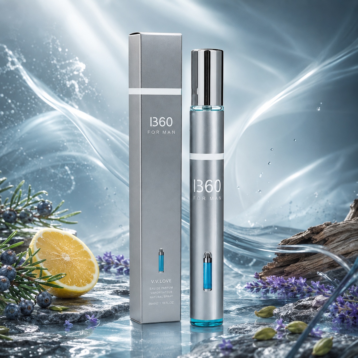 I360 For Man V.V. Love 35 ml parfum bărbătesc cu aromă proaspătă citrică aromatică și lemnoasă