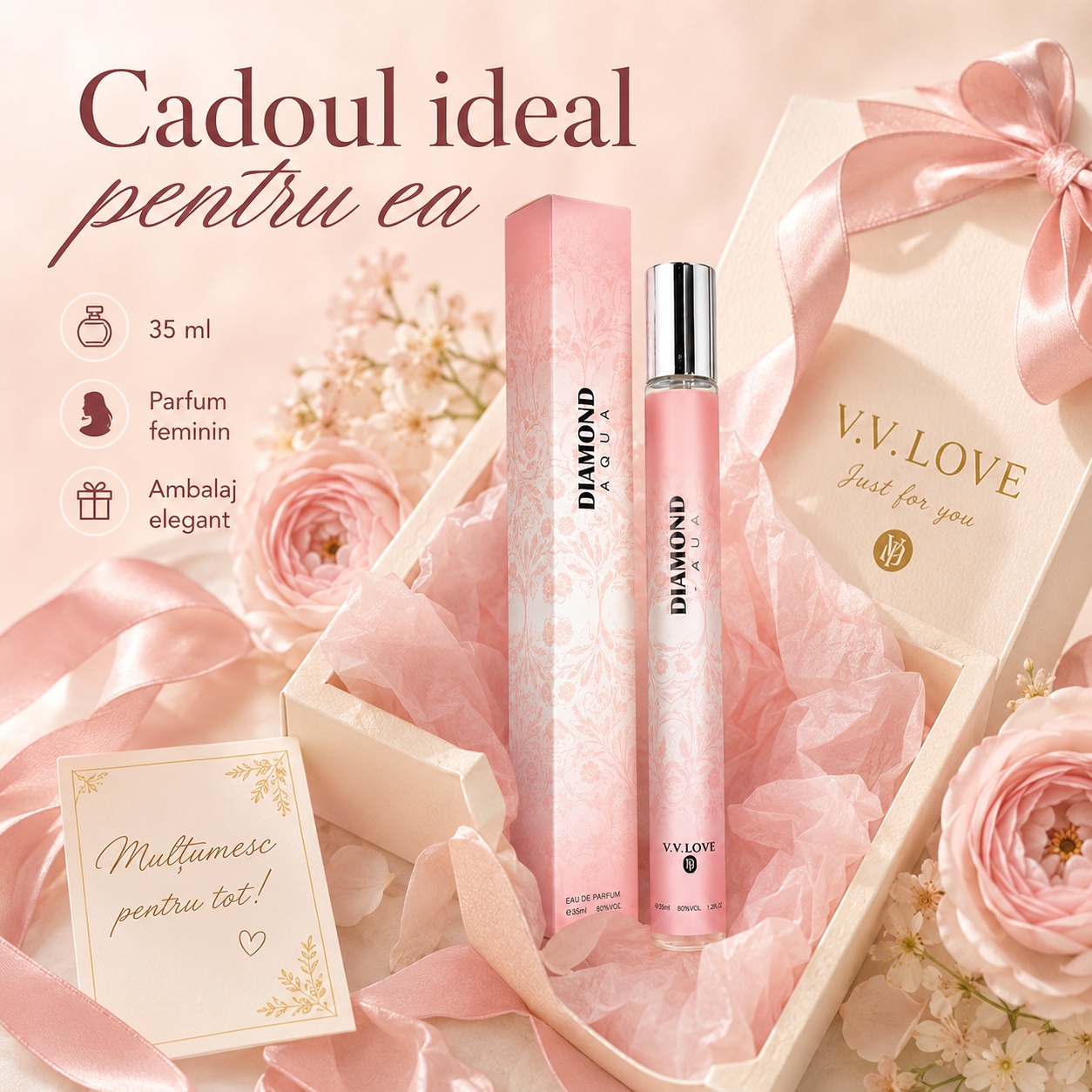 Parfum Diamond Aqua 35 ml cadou ideal pentru ea parfum feminin cu ambalaj elegant