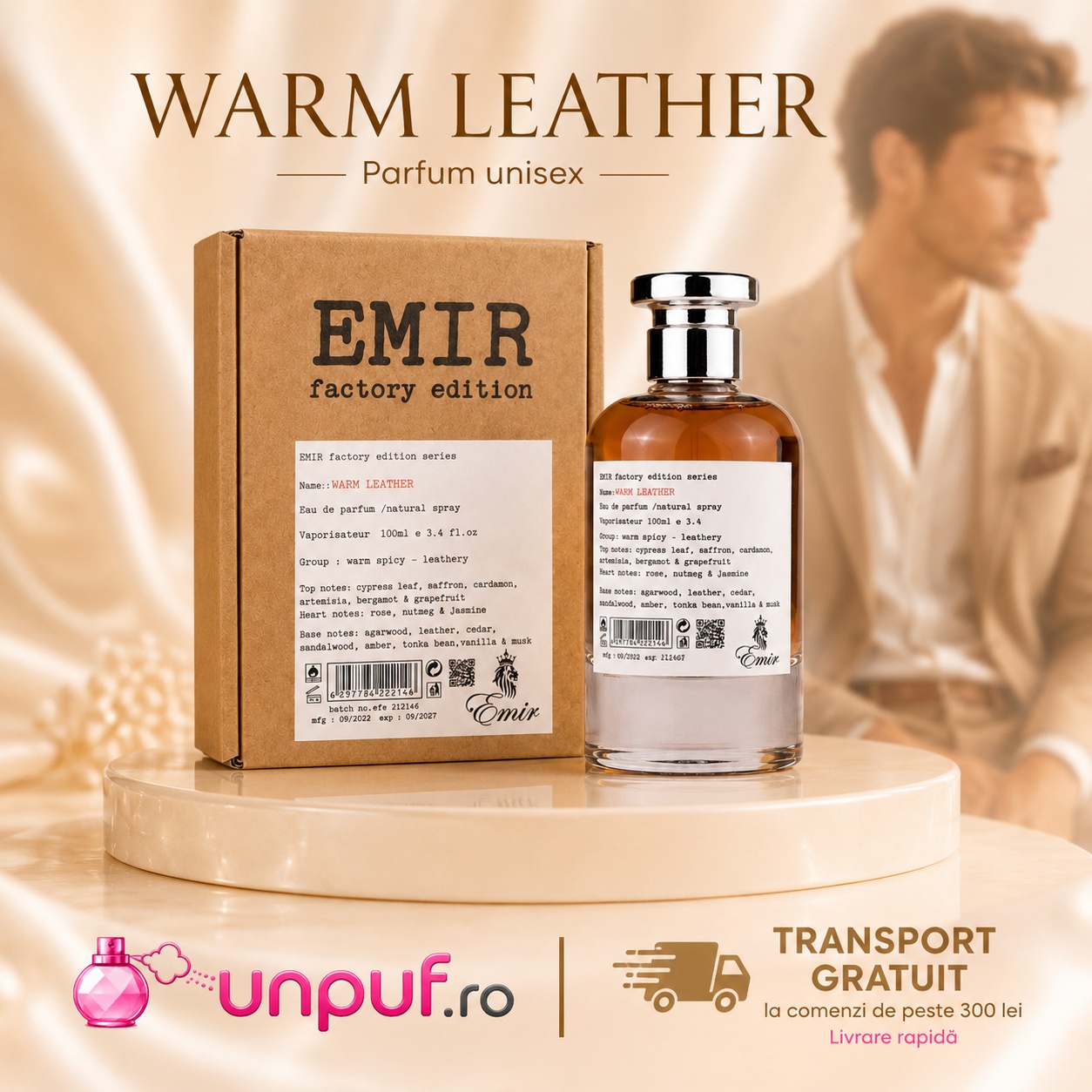Emir Warm Leather Factory Edition parfum premium disponibil pe unpuf.ro cu livrare rapidă și transport gratuit peste 300 lei