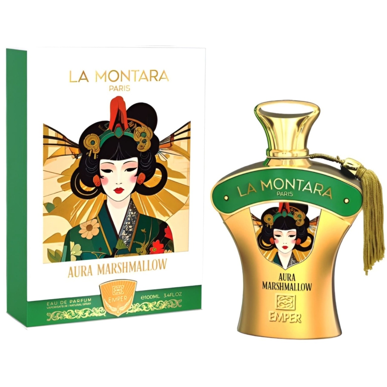 Produs real Emper La Montara Paris Aura Marshmallow 100 ml cu sticlă aurie și cutie originală