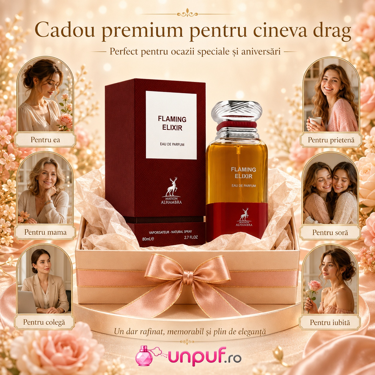 Cadou premium Flaming Elixir Maison Alhambra pentru ea, pentru el, mamă, soră, prietenă, colegă sau iubită