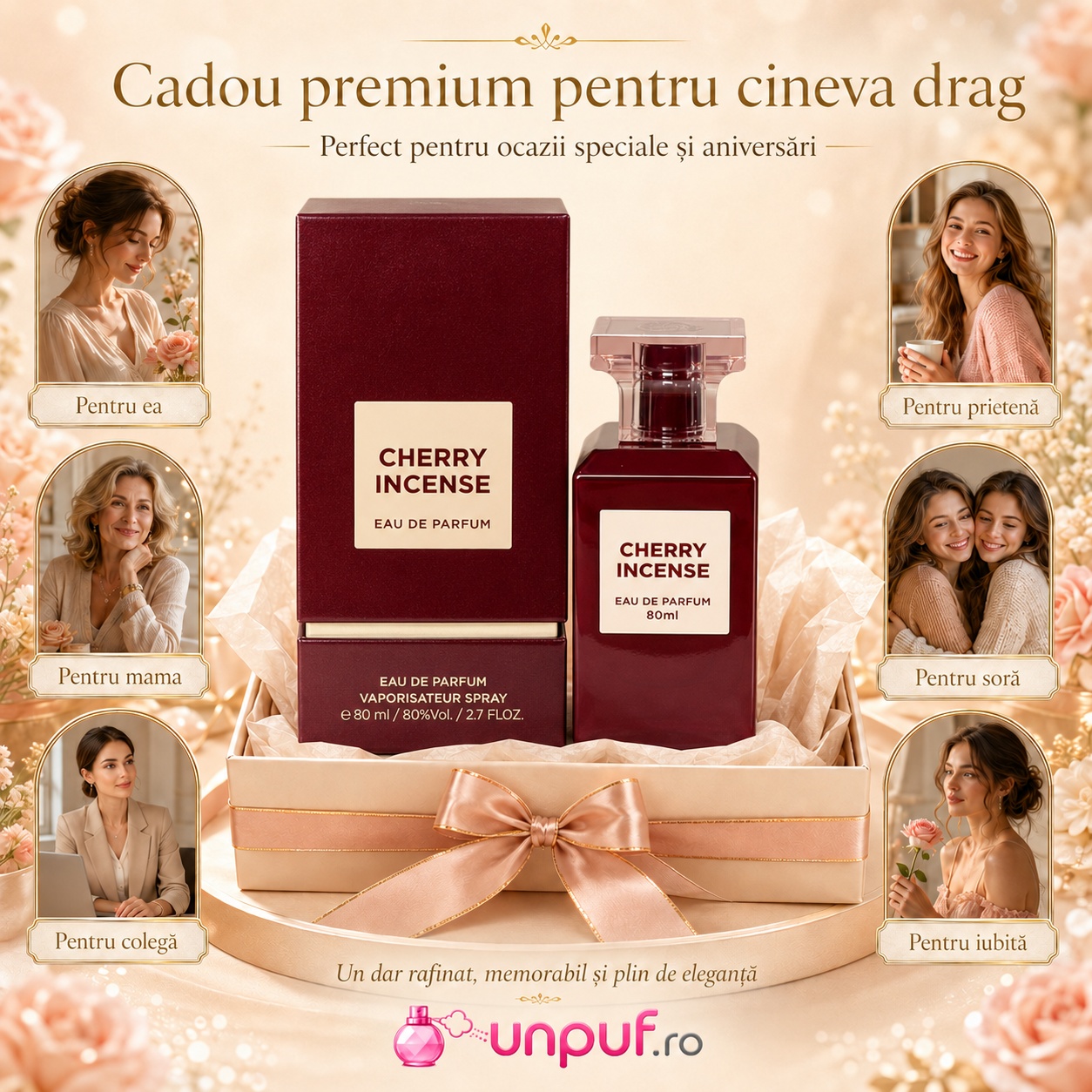 Fragrance World Cherry Incense cadou premium pentru cineva drag, cu ambalaj vișiniu elegant
