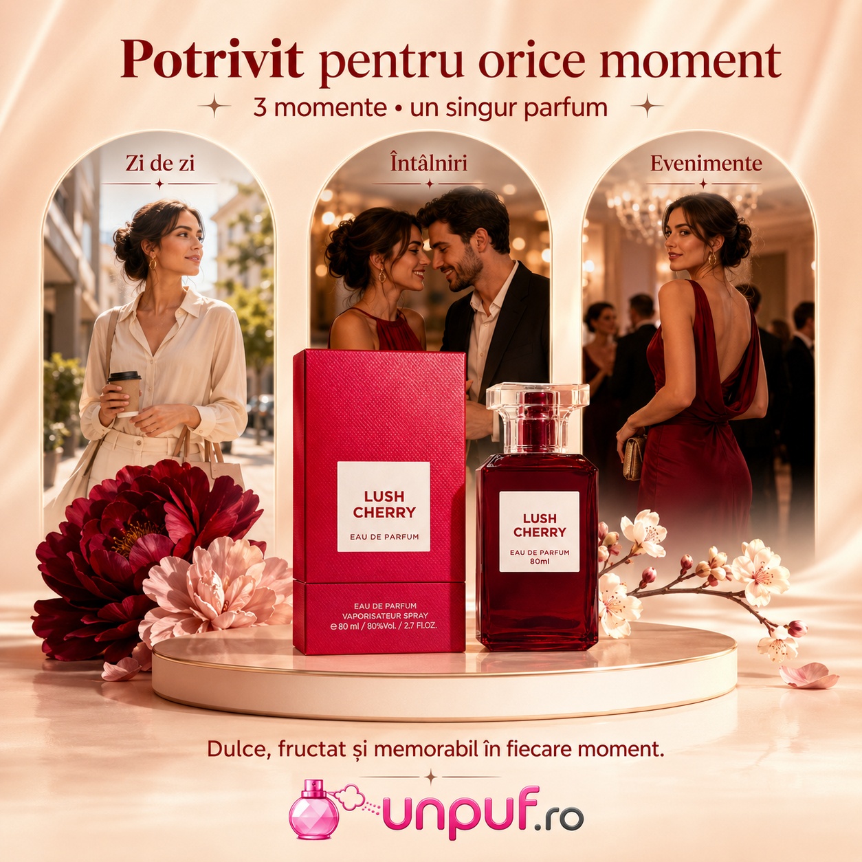 Lush Cherry parfum potrivit pentru zi de zi &icirc;nt&acirc;lniri și evenimente speciale