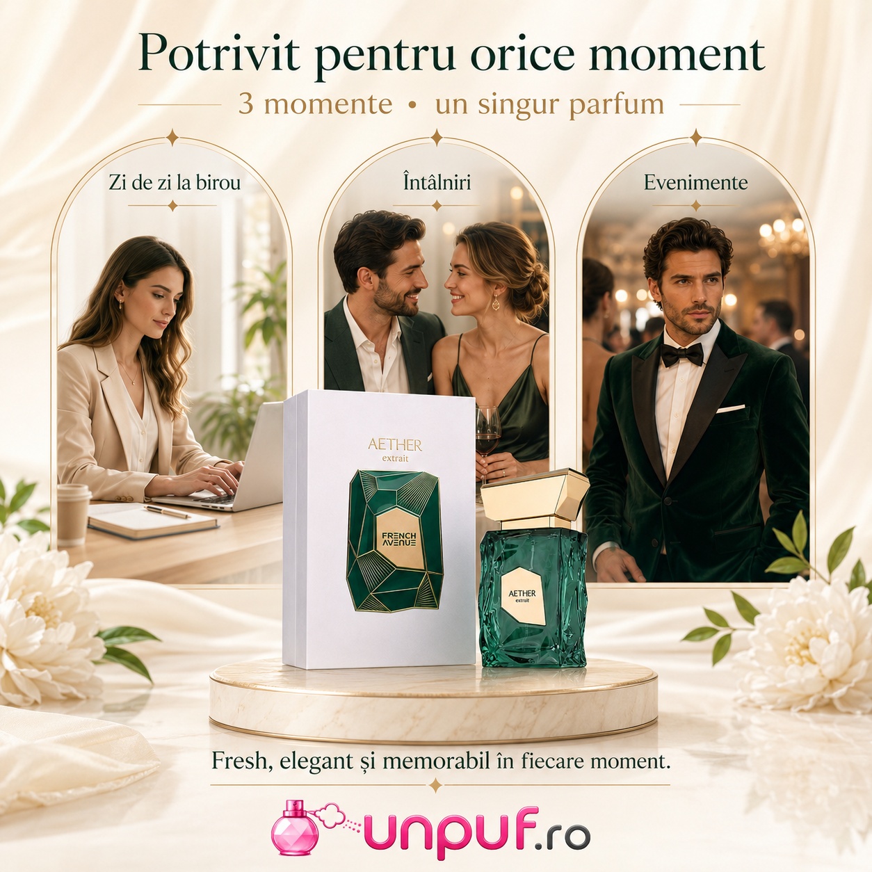 Parfum Aether French Avenue potrivit pentru birou, &icirc;nt&acirc;lniri și evenimente elegante