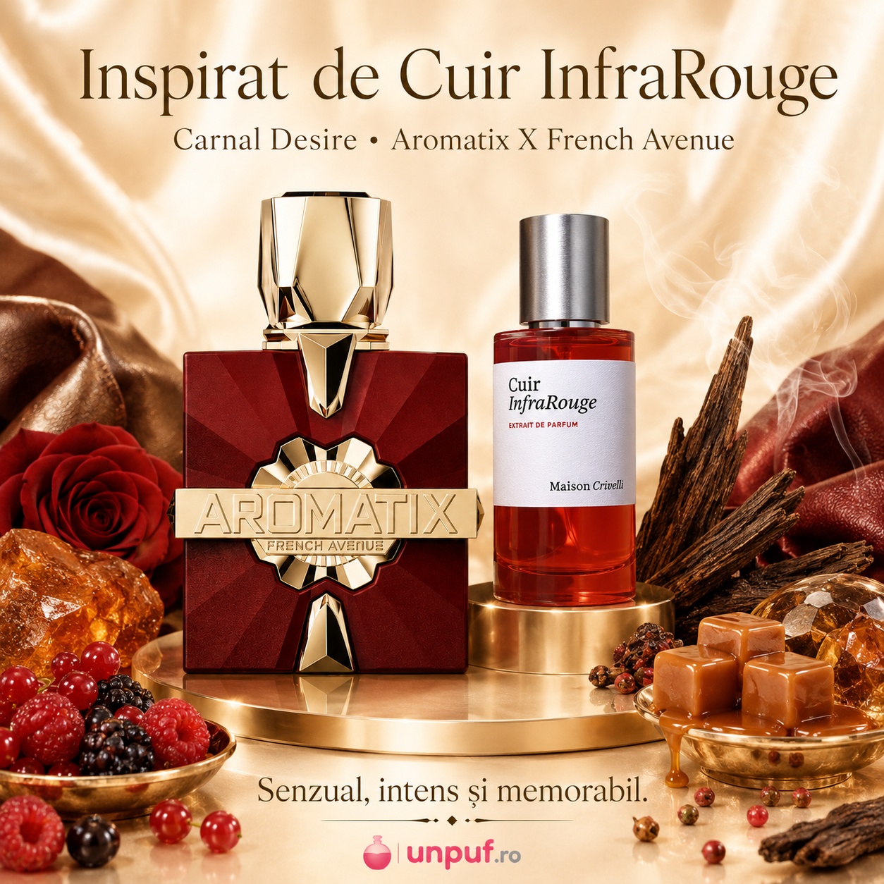 Parfum Carnal Desire Aromatix French Avenue inspirat de Cuir Infrarouge Maison Crivelli, senzual, intens și memorabil