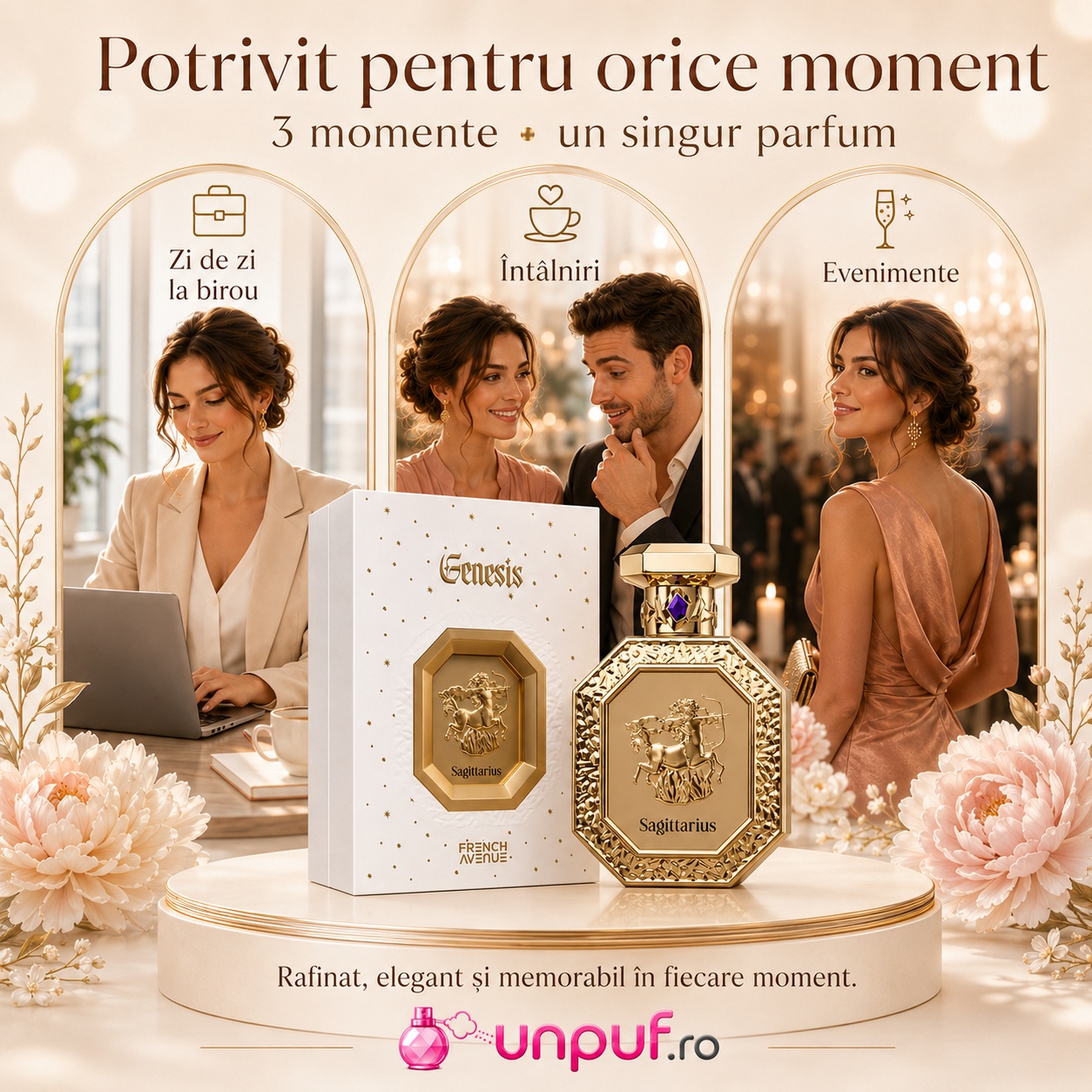 Parfum Genesis Sagittarius French Avenue potrivit pentru zi de zi la birou, &icirc;nt&acirc;lniri și evenimente elegante