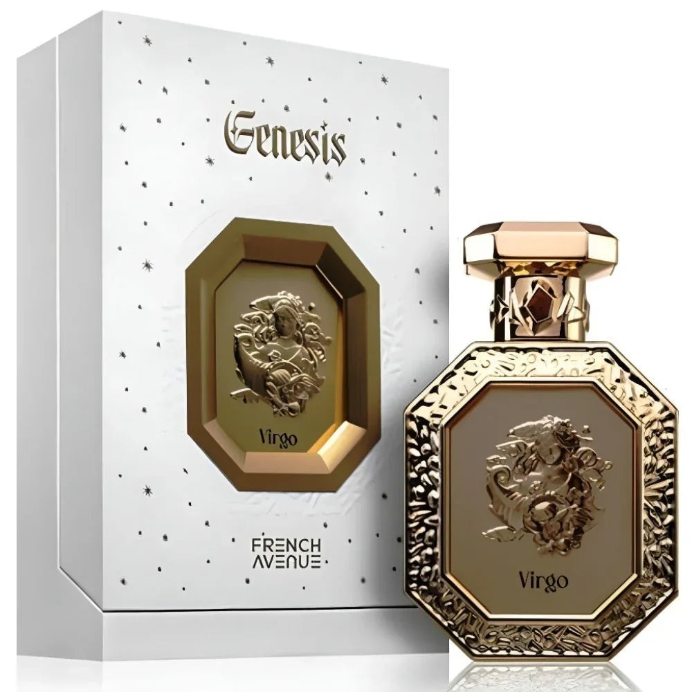 Produs real Genesis Virgo French Avenue 90 ml cu sticlă aurie și cutie originală