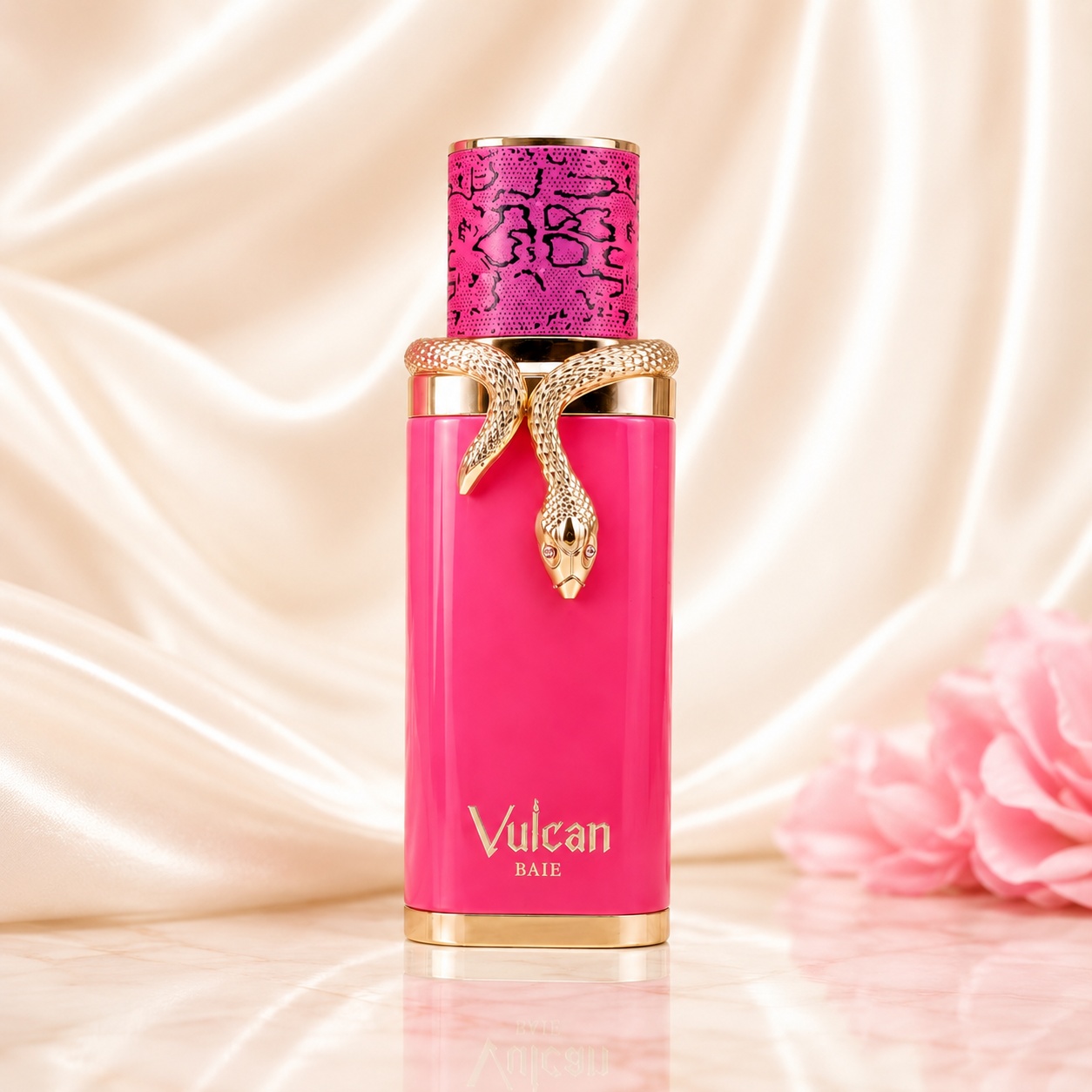 Vulcan Baie French Avenue parfum 100 ml sticlă roz cu detaliu șarpe auriu și design premium