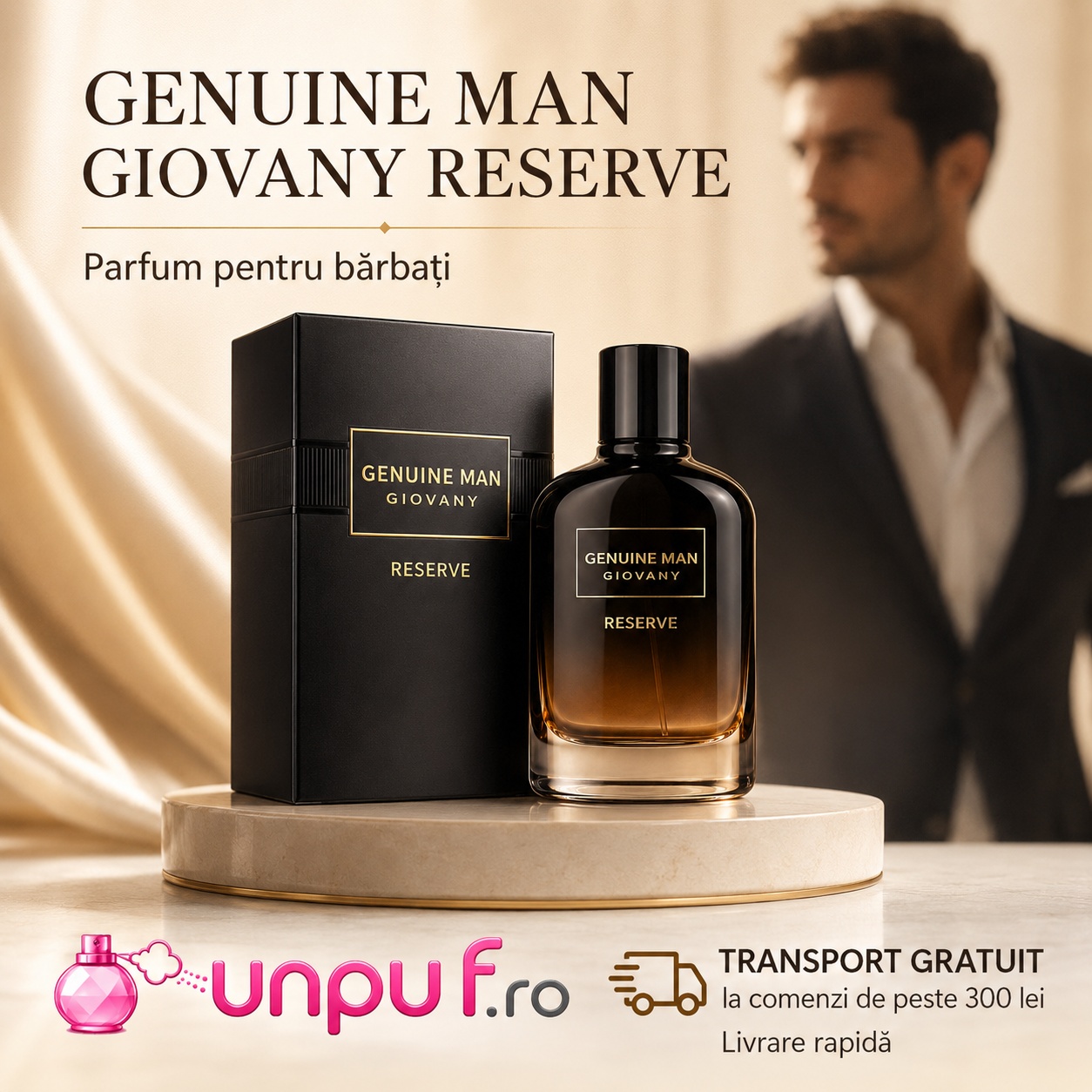 Genuine Man Giovany Reserve Fragrance World parfum bărbătesc intens cu prezentare premium și transport rapid