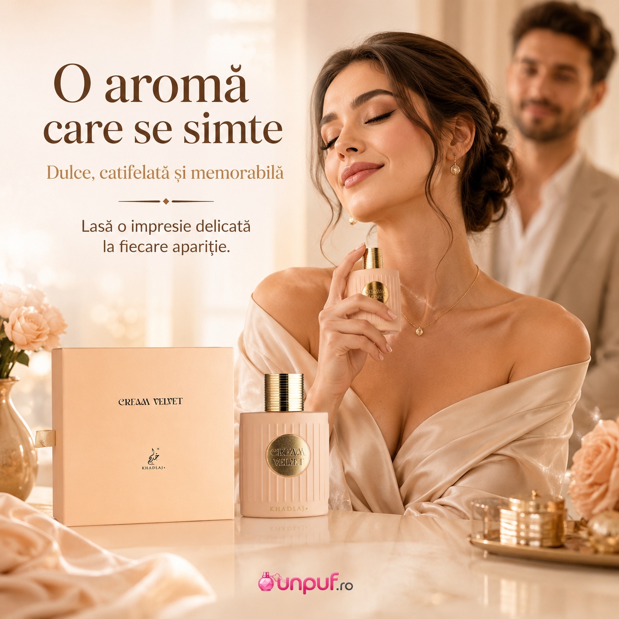 Khadlaj Cream Velvet o aromă care se simte, dulce, catifelată și memorabilă