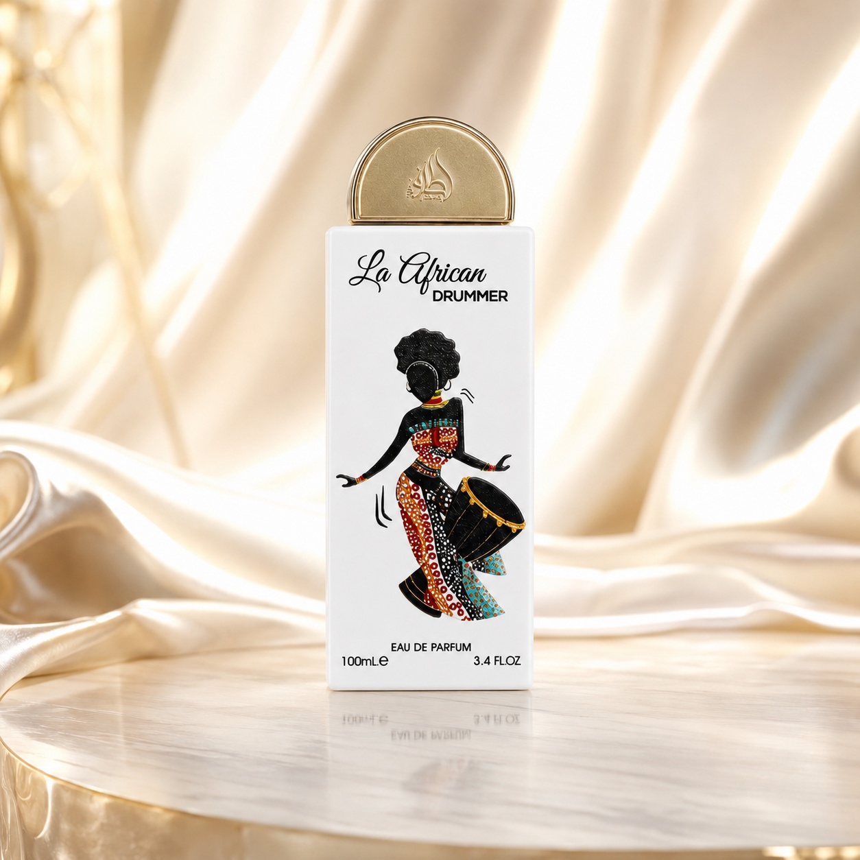 La African Drummer Lattafa Pride sticlă albă cu capac auriu parfum unisex 100 ml
